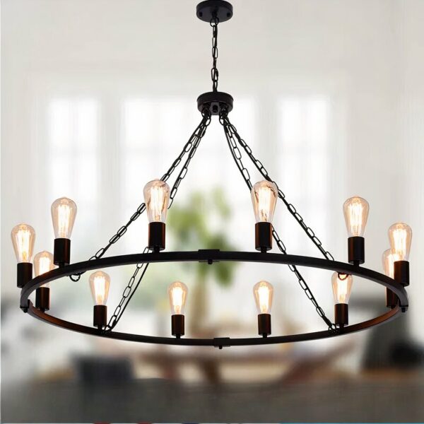 Decorative metal chandelier in rustic style