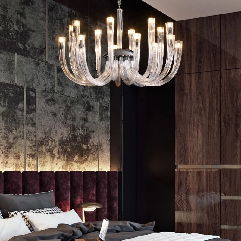 European-style transparent LED glass chandelier