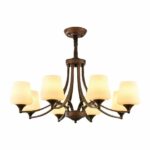 Glass and metal LED ceiling pendant chandelier in retro design