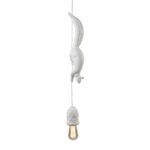 Hanging resin chandelier with squirrel and acorn on white background