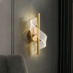 Luxurious Nordic acrylic LED wall light on grey background