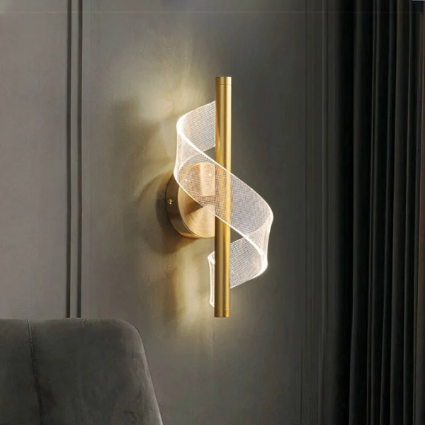 Luxurious Nordic acrylic LED wall light on grey background