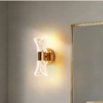 Luxurious Nordic LED wall light in aluminium and acrylic on grey background