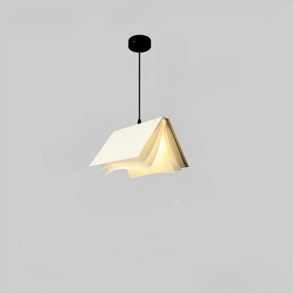 Modern LED chandelier in the shape of a book on a grey background