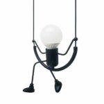 Nordic retro chandelier with swinging figure on white background