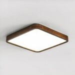 Square wood and acrylic chandelier, glued to the ceiling.