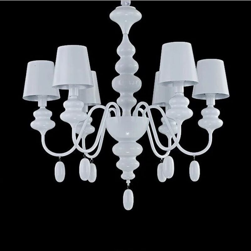 White baroque minimalist metal chandelier