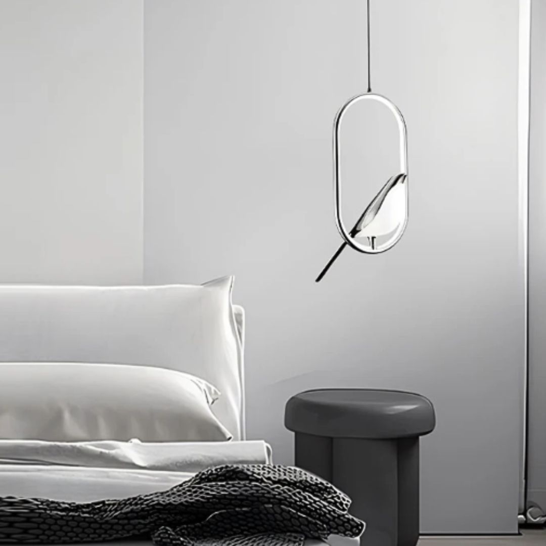Bird-shaped hanging lamp
