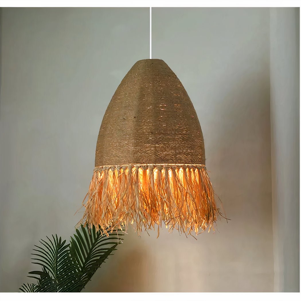 Handmade straw and rope chandelier
