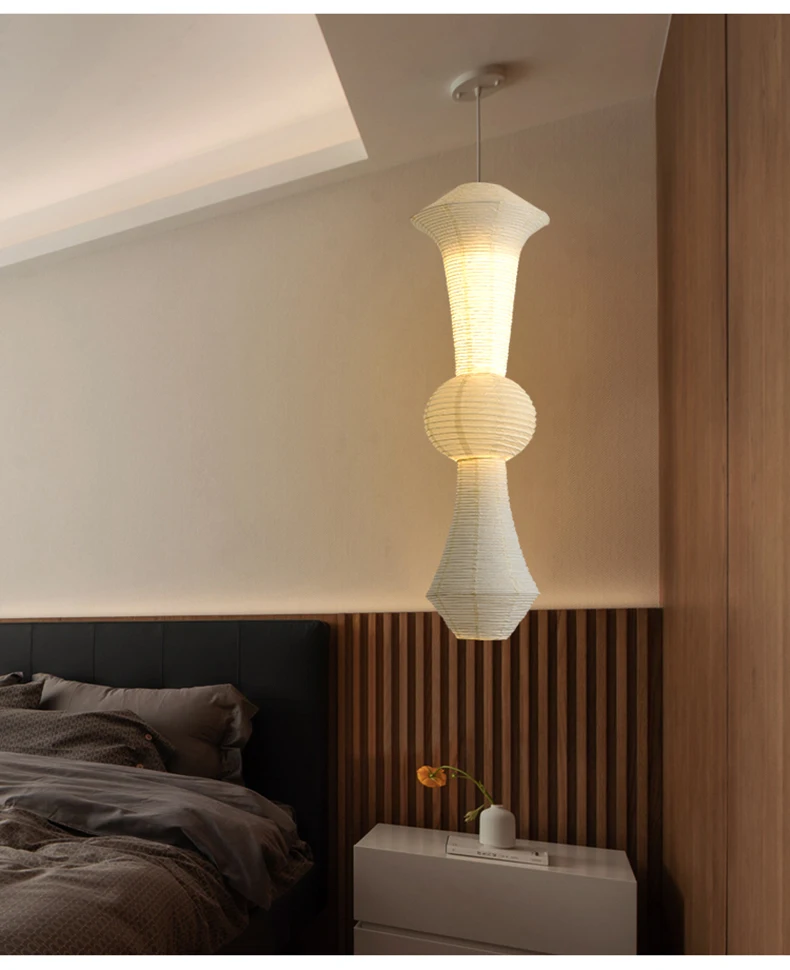 Large white suspension made of Japanese paper