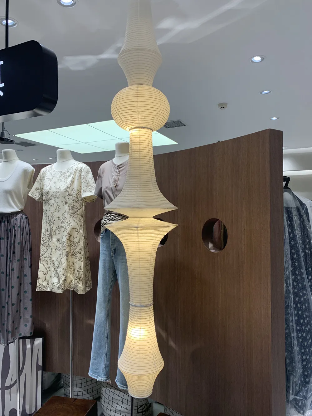 Large white suspension made of Japanese paper