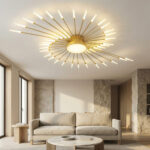 Modern metal LED ceiling chandelier, fireworks style