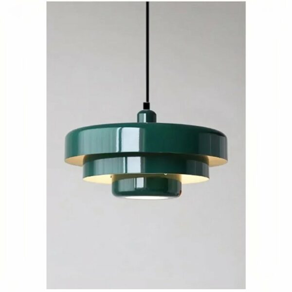 a Scandinavian-style duck-blue aluminum suspension on a light gray background